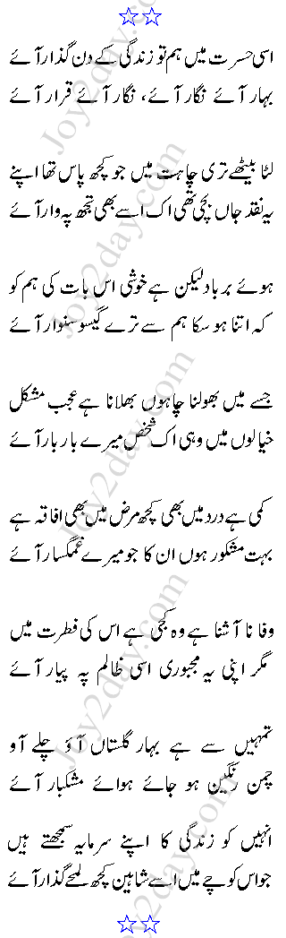 Isi Hasrat Mein Hum To Zindagi Ke Din Guzar Aye