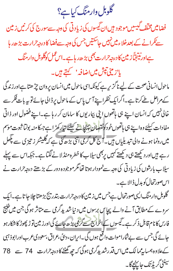 What Is Global Warming Detail In Urdu